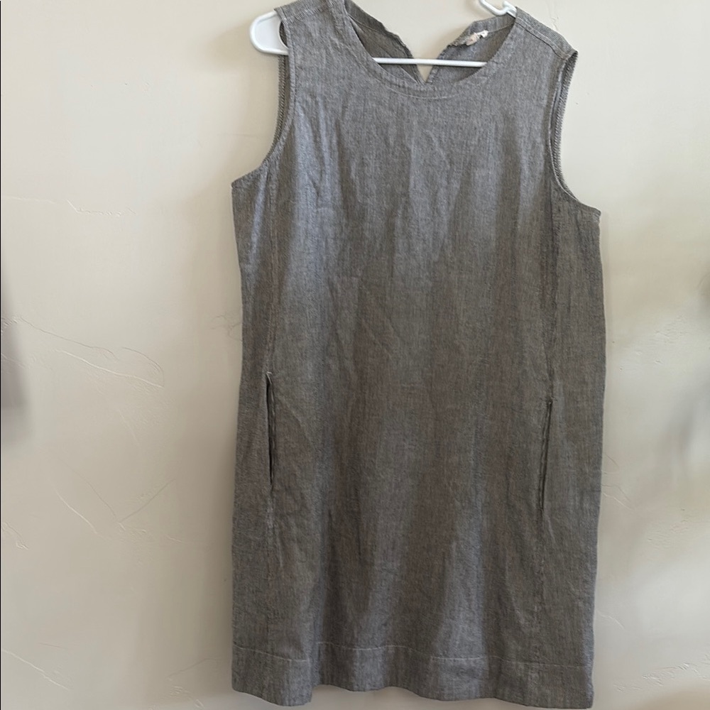 Eileen Fisher Gray/White Sleeveless Dress